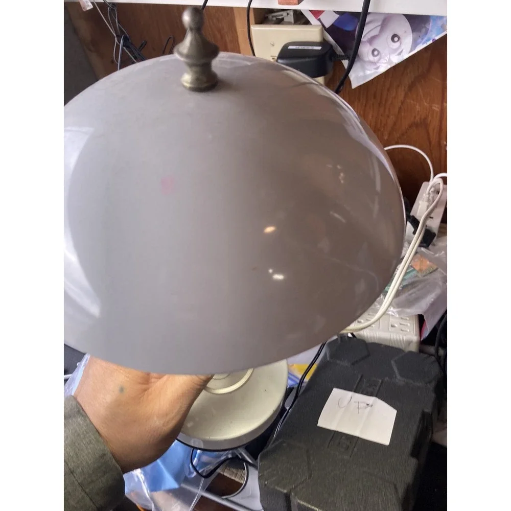 Vintage Atomic Saucer Mushroom Light  White And Gold 13
